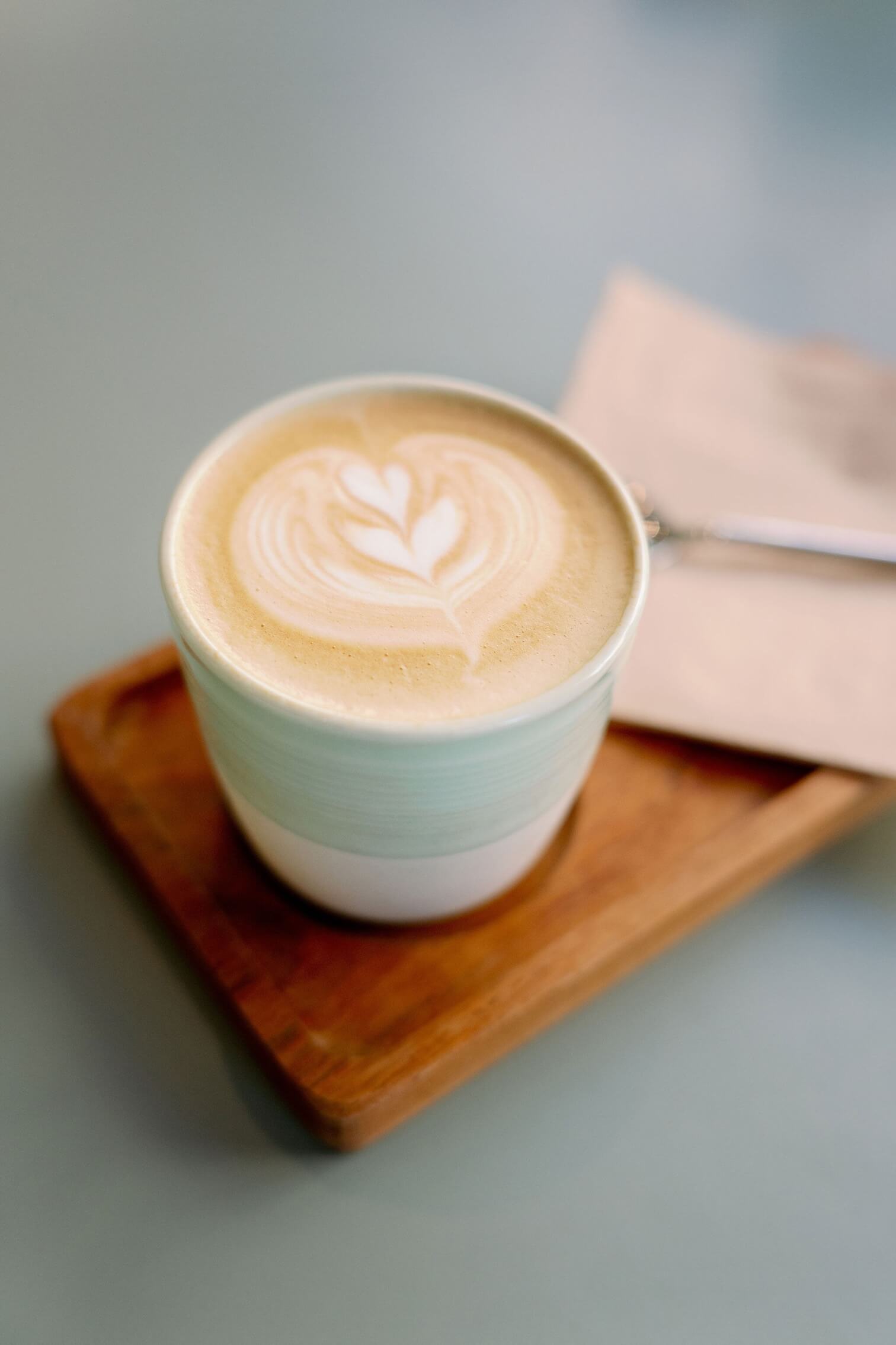 Latte art served in an N1 ceramic cup